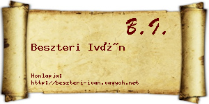 Beszteri Iván névjegykártya